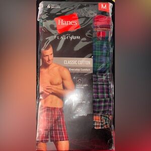 Hanes platinum cotton everyday comfort plaid boxers size medium new in package